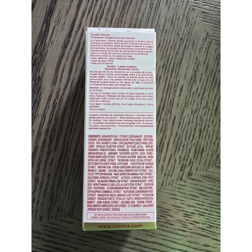 Clarins Double Serum Light Anti Aging Concentrate 1 OZ Hydric Lipidic System